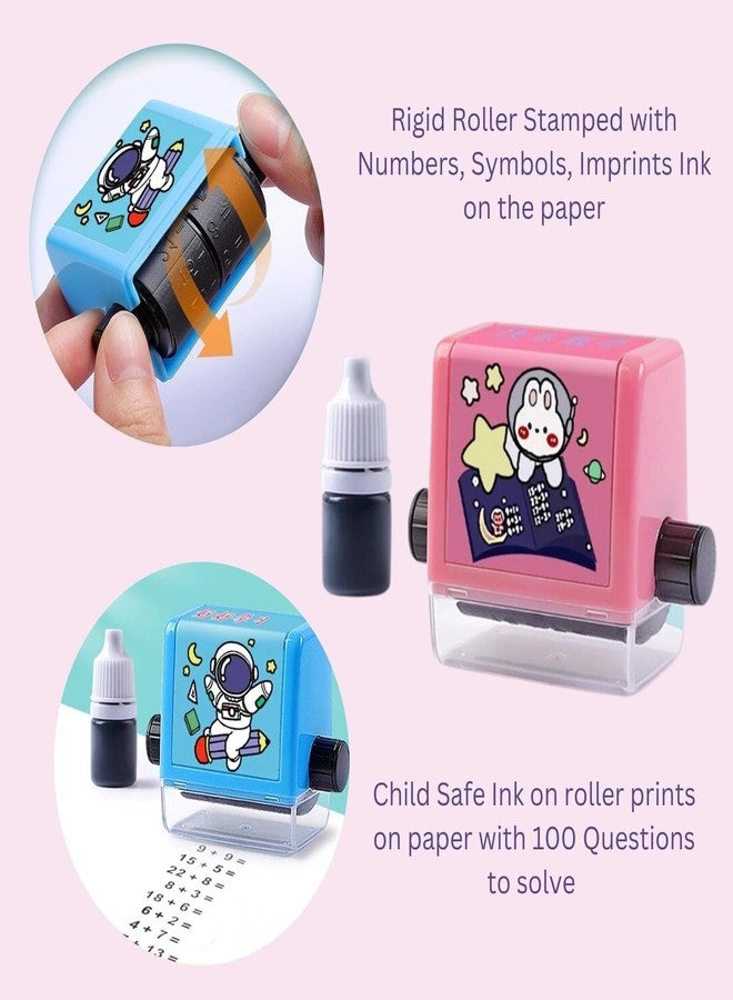 Drumstone 𝟓+𝟓 Year 𝐆𝐔𝐀𝐑𝐀𝐍𝐓𝐄 Smart Math Roller Stamps for Kids Reusable Ink Arithmetic Learning Toy for Preschool & Early Math Practice Number Table Roller for Addition & Subtraction - Image 4